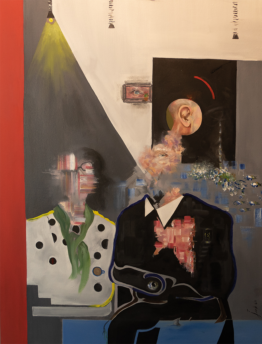 Surrealist portrait of Michael and Eileen Scott, titled The Scott Portrait