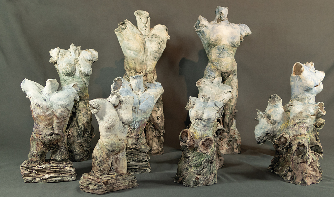 Figurative ceramic scultures titled Human Clay